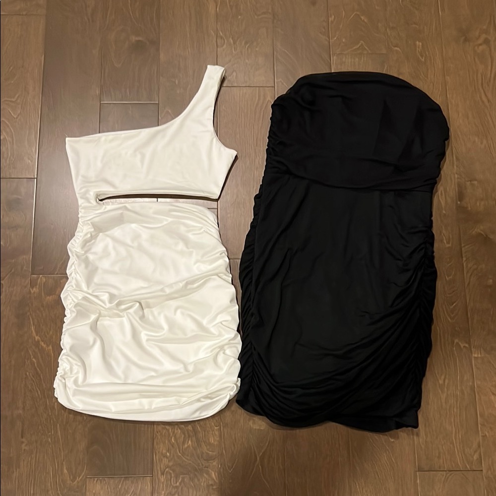 Elegant Black and White One-Shoulder Dress